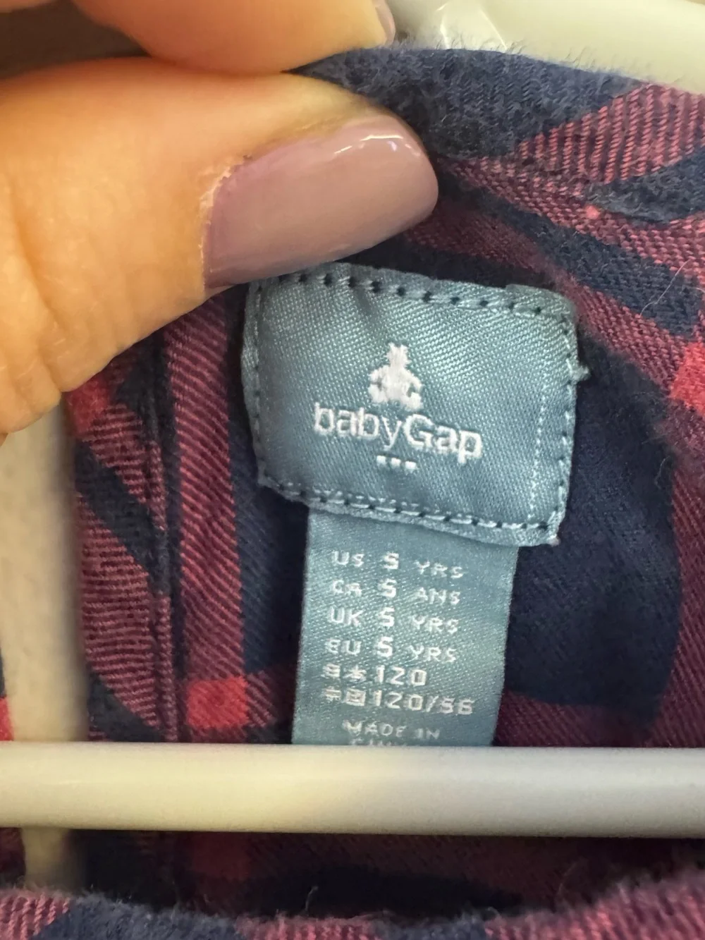 GAP Girls Navy and Pink Plaid Long-Sleeve Gathered Dress